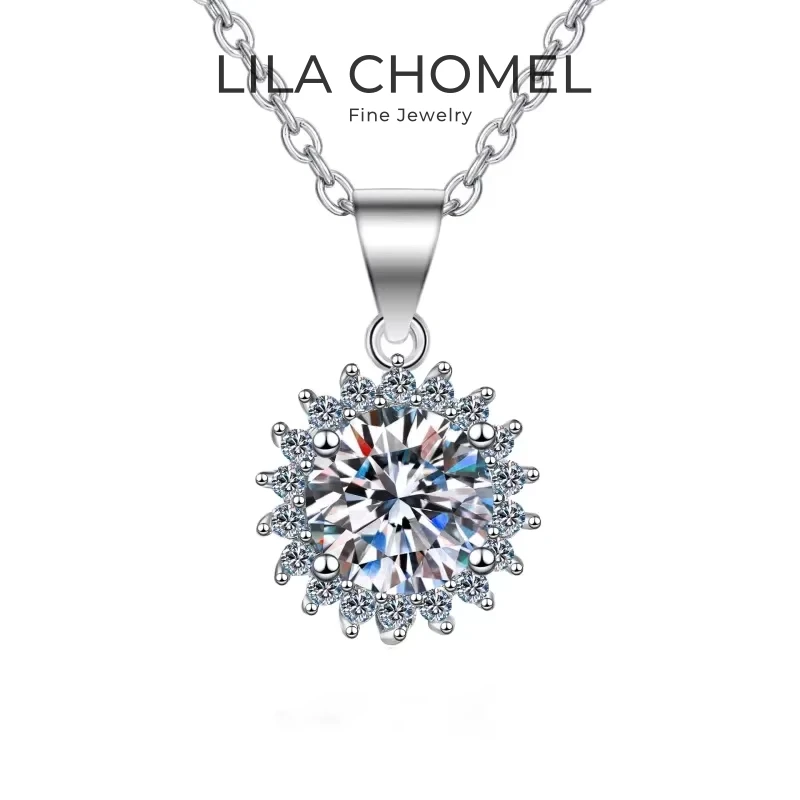

Girl Birthday Gift 18K White Gold Necklaces Women Wedding 0.5/1/2/5CT Moissanite Diamond PT950 Platinum Valentine's Day Pendant