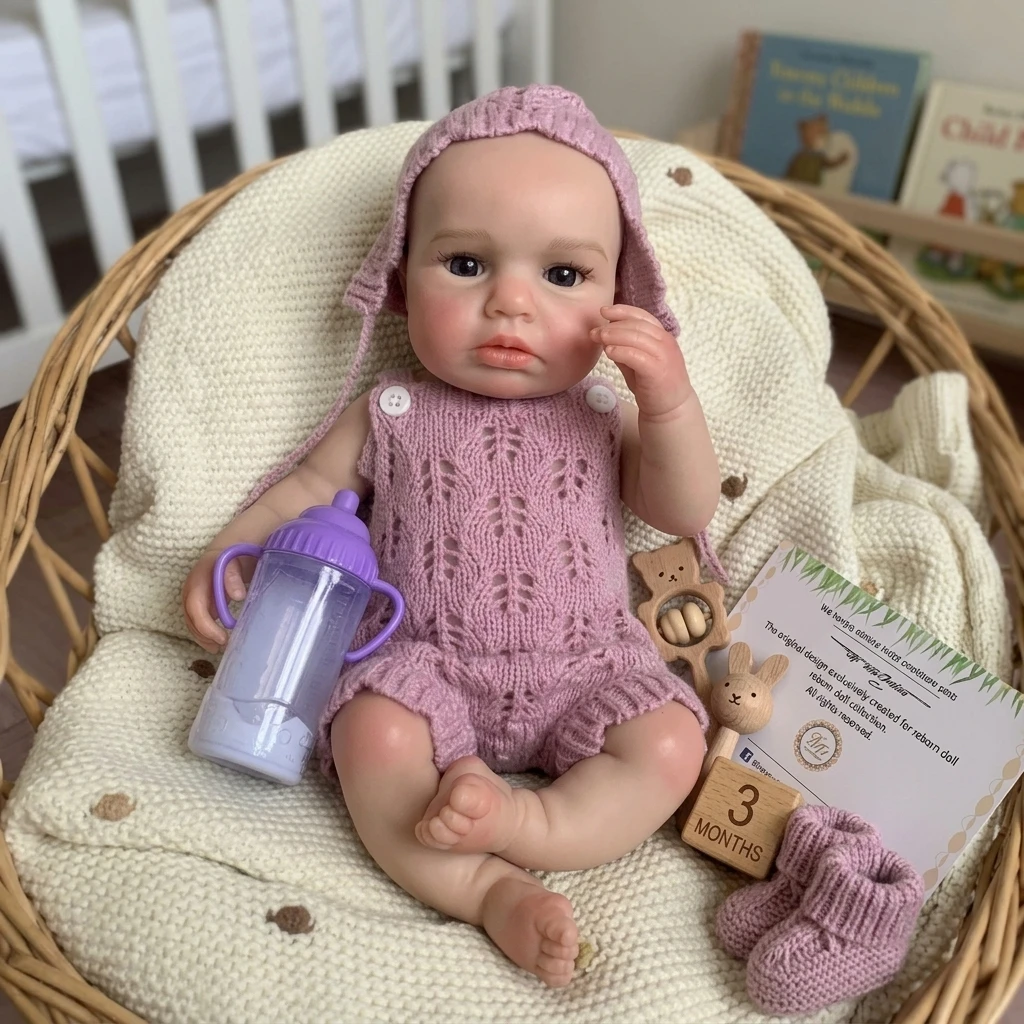 13 Inch Soft Touch Silicone Bebe Loulou Reborn Doll Toy With Two ClothesFor Birthday Gifts