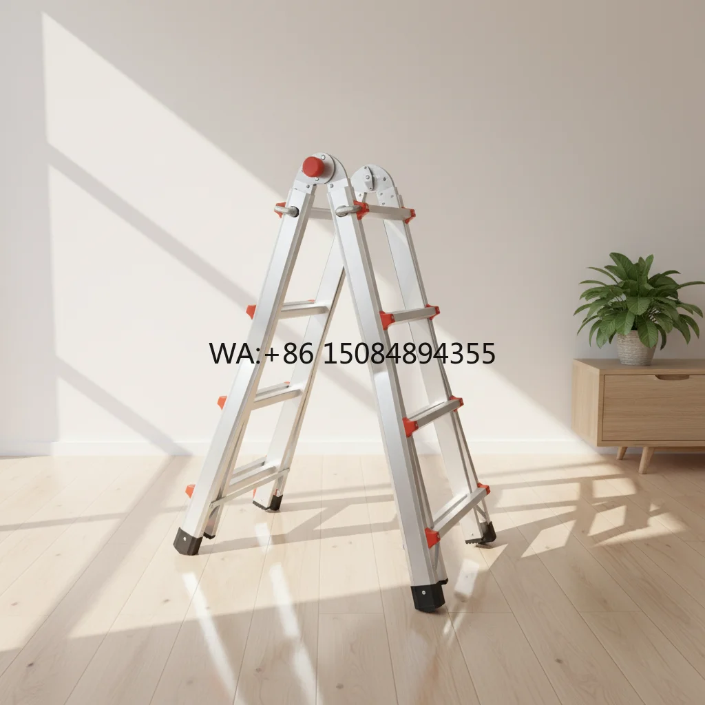 Manufacturer Wholesale All-Aluminum Push-Pull Large-Joint Little Giant American Style Multi-Functional A-Frame Telescopic Ladder