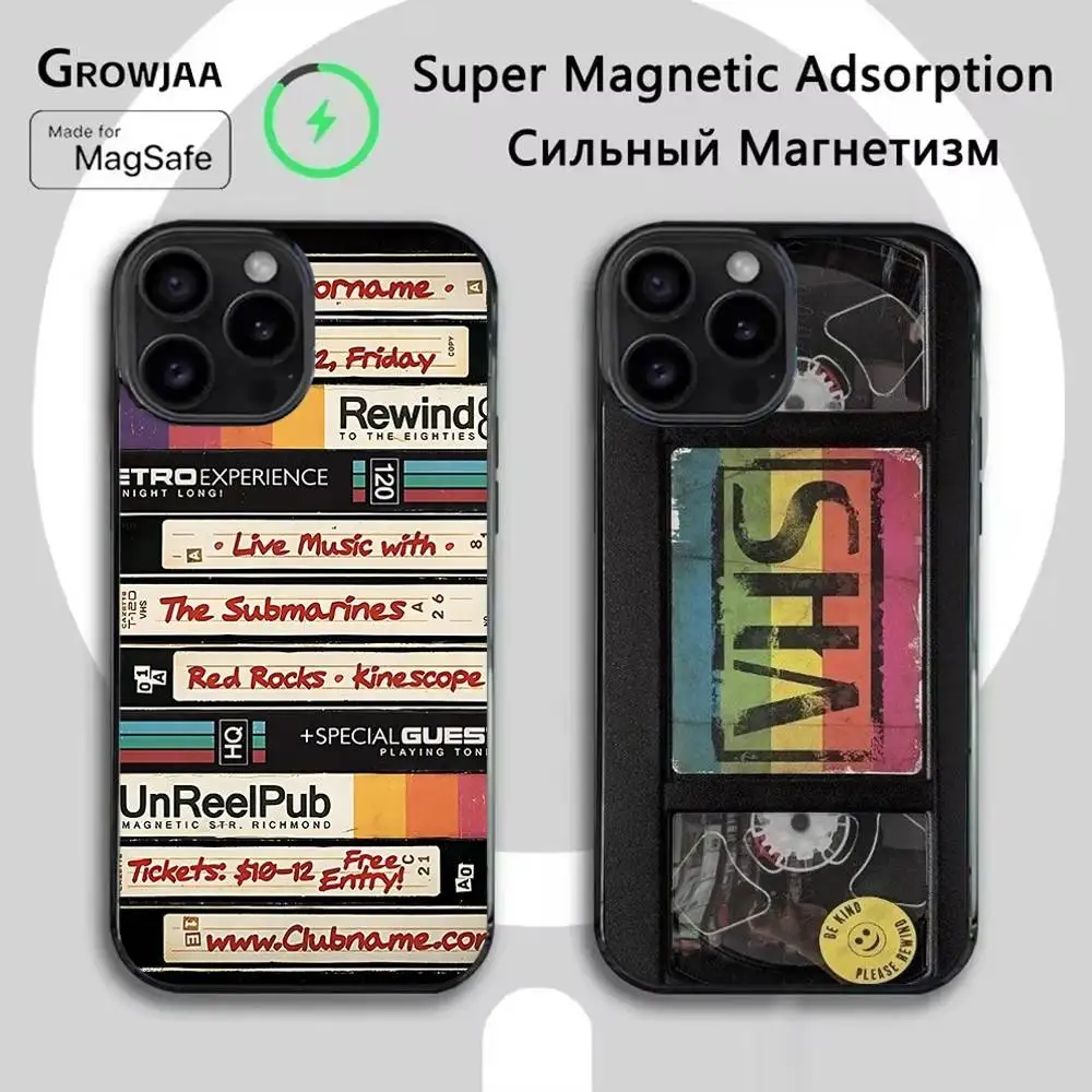 

Retro VHS Video Tape Phone Case For iPhone 16e,16,15,14,13,12,11,Plus,Pro,Max,Mini Magsafe Magnetic Wireless Charging