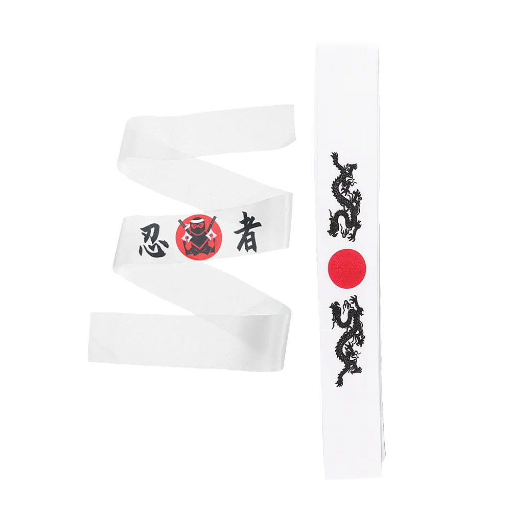 2 Pcs Soft Japanese Ninja Headscarf Fitness Japaneese Polyester Hachimaki Karate Headband Wide