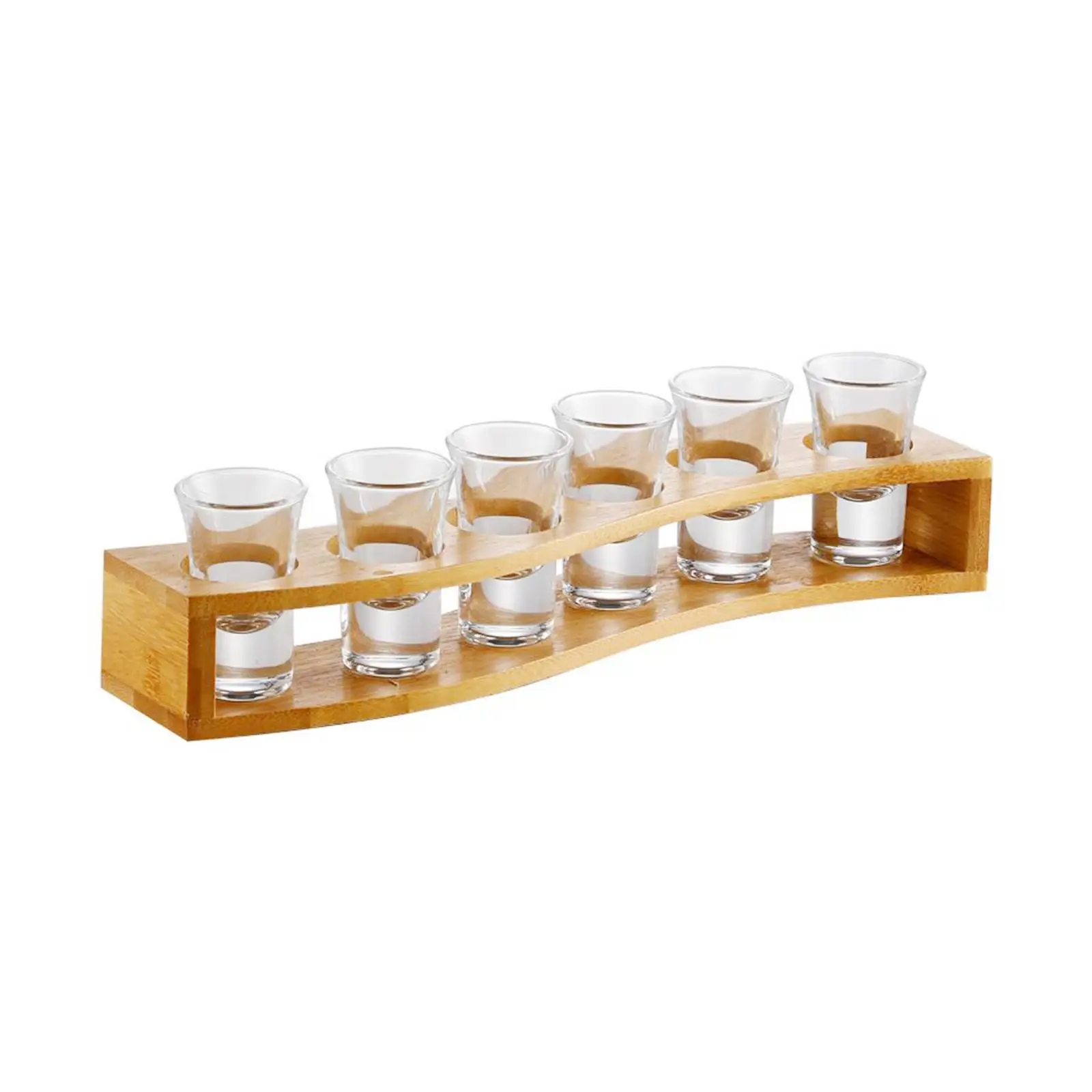 6 Holes Glass Holder Cup Rack Barware Accessories Organizer Serving Tray Kitchen Storage Wood for Club Party Bar