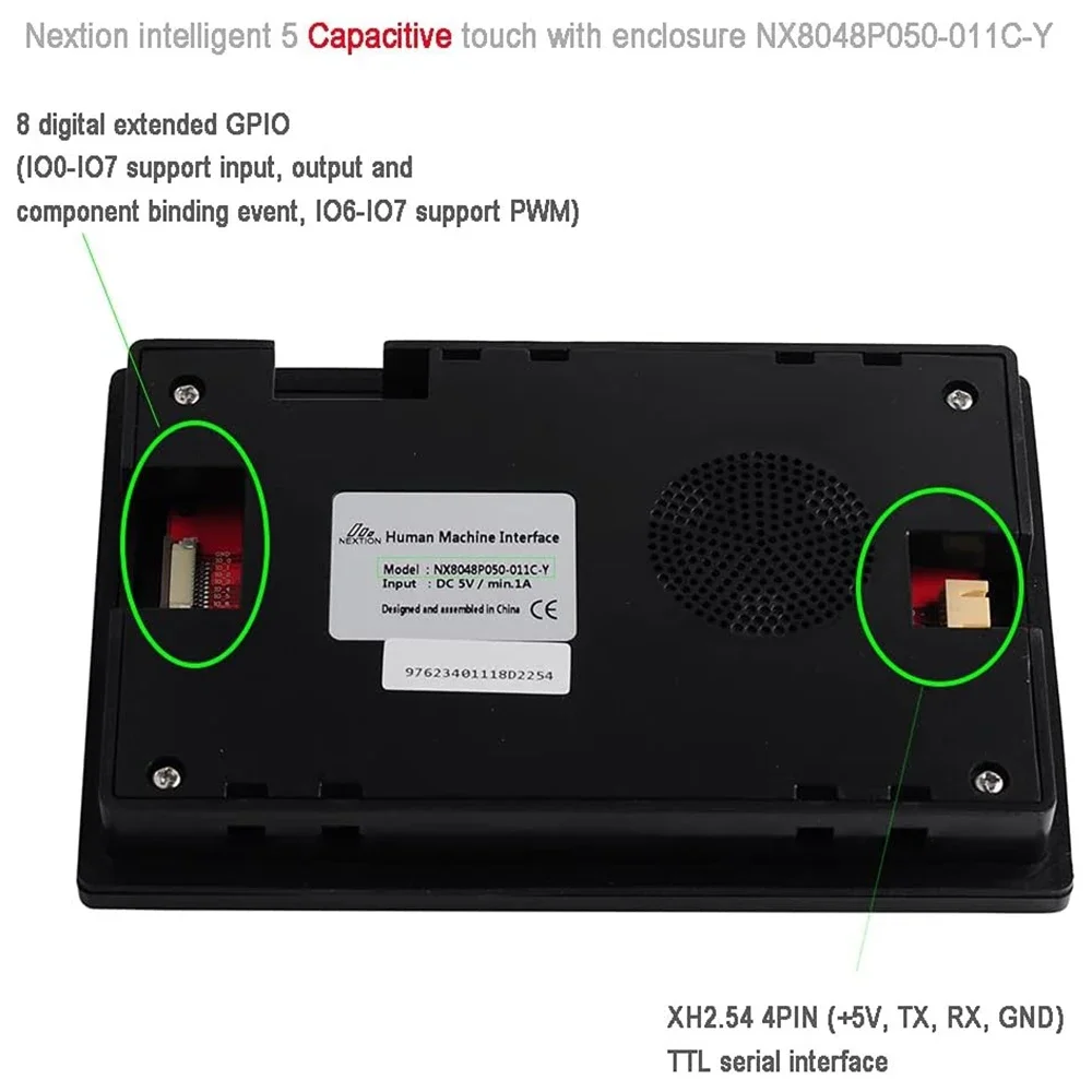NX8048P050-011C-Y 5.0 Inch HMI Smart LCD Display Module Capacitive Touch Screen Compatible with Arduino Board Home Office
