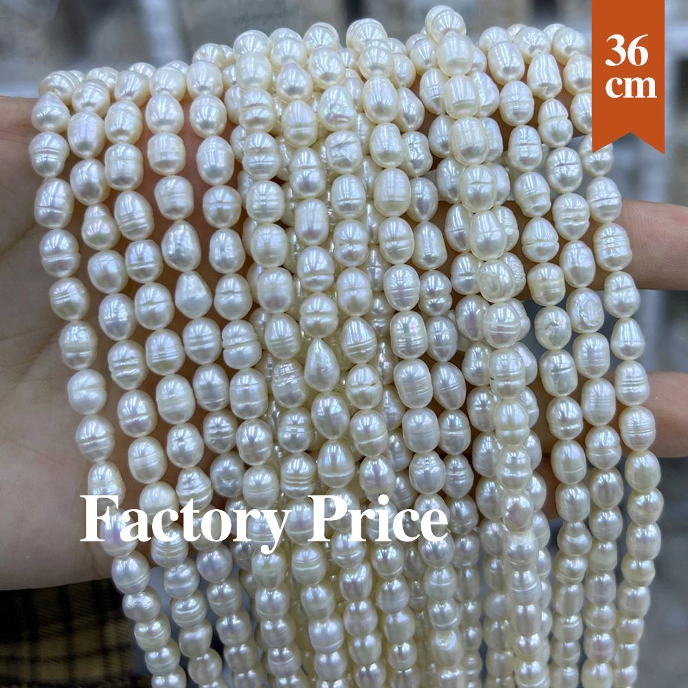 

36cm Natural Freshwater Pearl Beads Rice White Pearl Loose Spacer Beaded for Making DIY Jewerly Necklace Bracelet Earrings 4-8mm