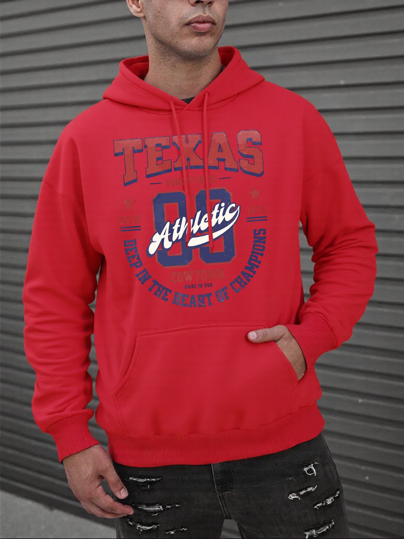 تكساس اسكواش فخر طباعة الرجال الرجعية هوديس جيب فضفاض خمر هودي موضة كم طويل للجنسين الخريف الدافئة الصوف الملابس