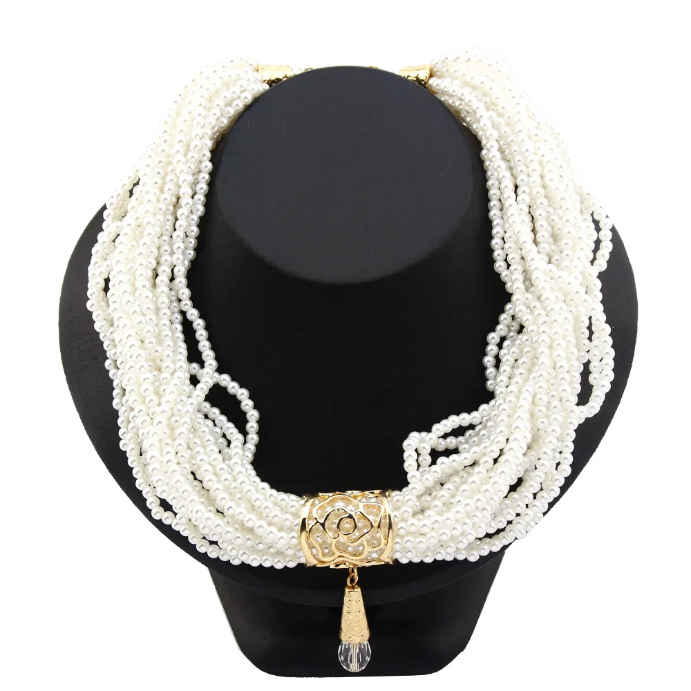 Sunspicems Morocco Caftan Necklace Multilayer Bead Women Necklace Pearl Chain Algeria Bride Wedding Jewelry Arabic Choker Gift