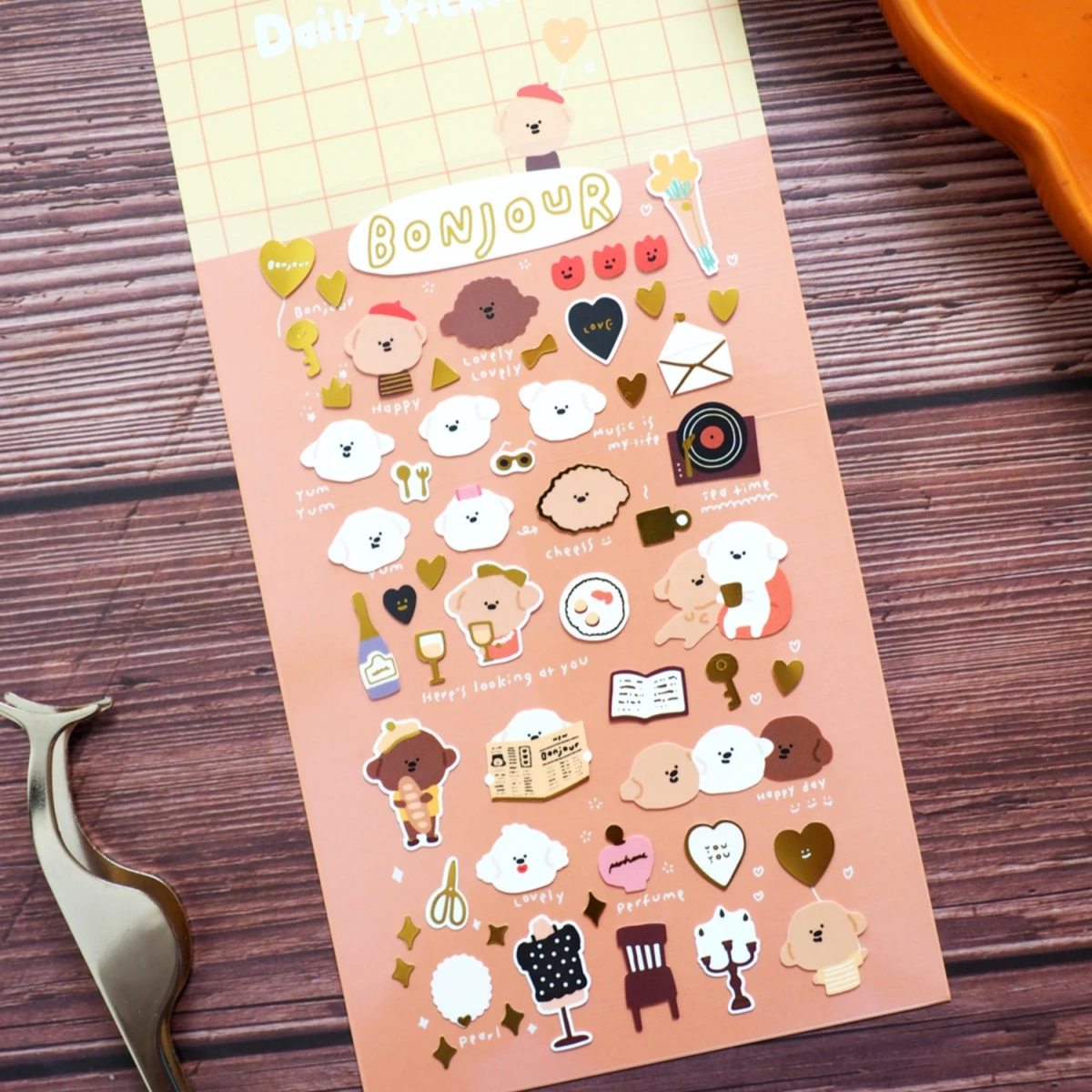 BONITO adhesivo de papel dorado para álbum de recortes, BONITO, Original, de importación coreana, regalo de diario, papelería