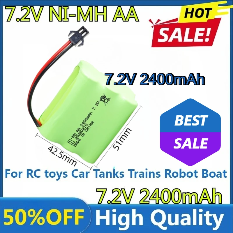 

For RC Toys Car Tanks Trains Robot Boat Gun Ni-MH AA 2400mAh 7.2V Rechargeable Battery SM Plug 7.2V 2400mAh NIMH Battery