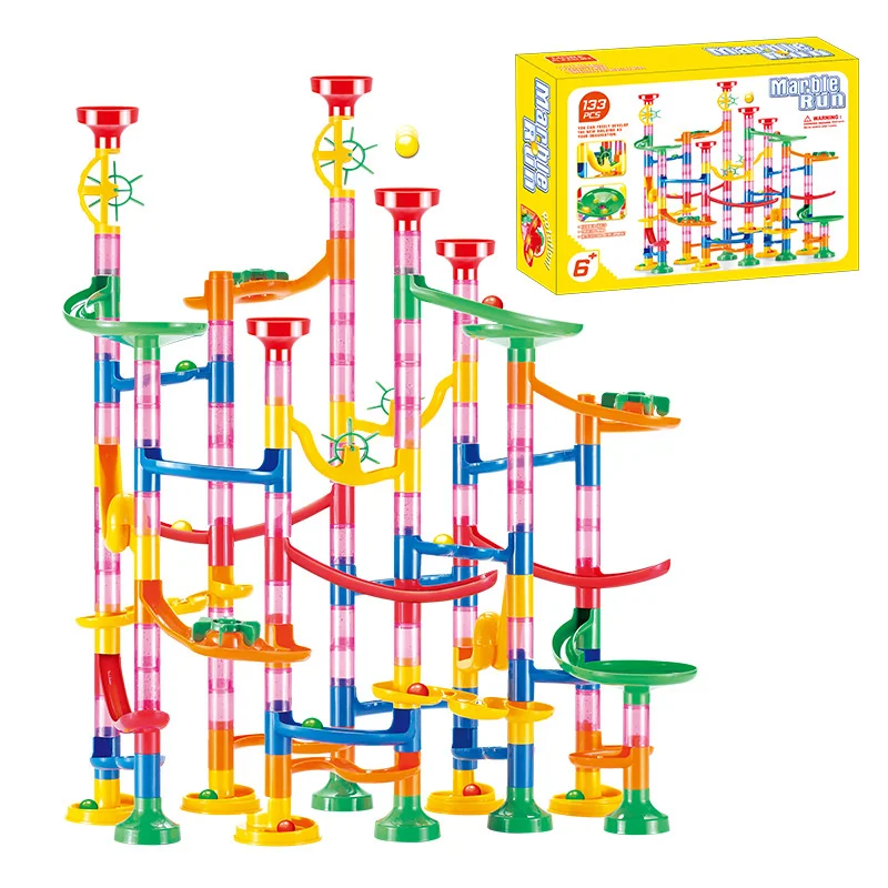 50-142PCS 3D Maze Ball Roll Toy DIY Marble Run Race Coaster Set Christmas Gift Marble Run Race Track Building Blocks Kids Toys