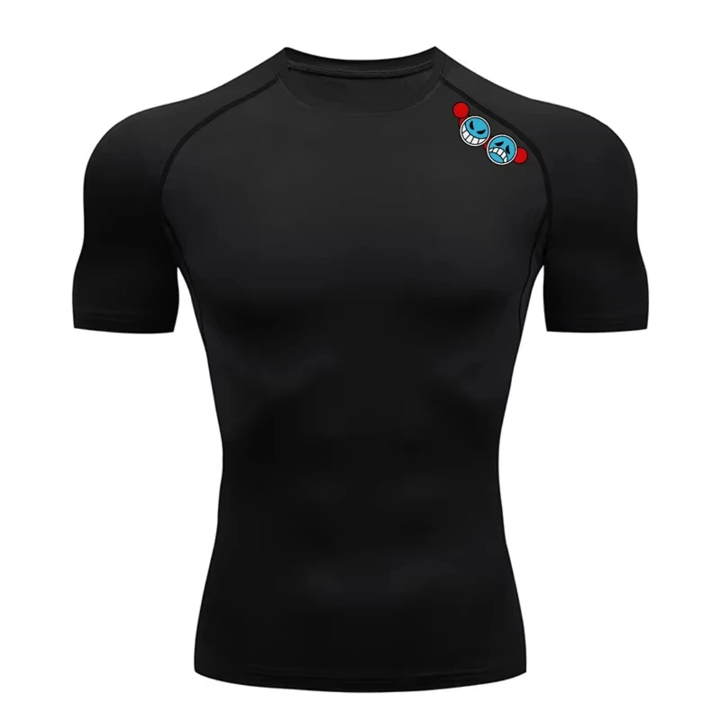 Bedruckte Musteroberteile für Herren: Sportliche, schnell trocknende, dehnbare T-Shirts, Unterhemden für Fitnessstudio, Training und Laufen, Basisschicht RL576