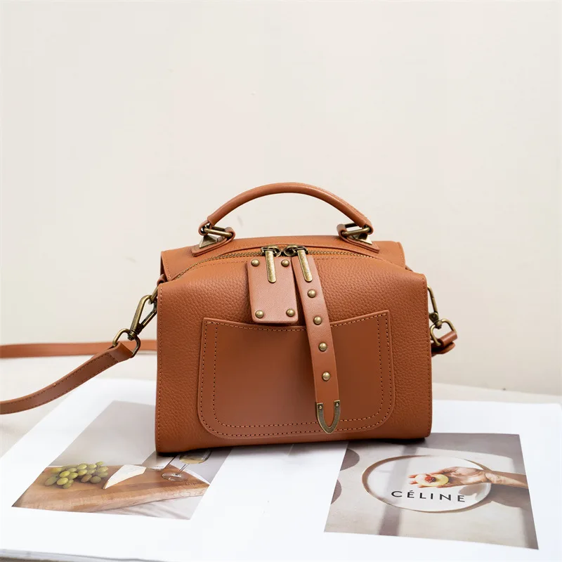 Genuine Leather2024New Large Capacity Casual Handbag Shoulder Bag Light Luxury Good-looking High Quality Women's Corssbody Bag