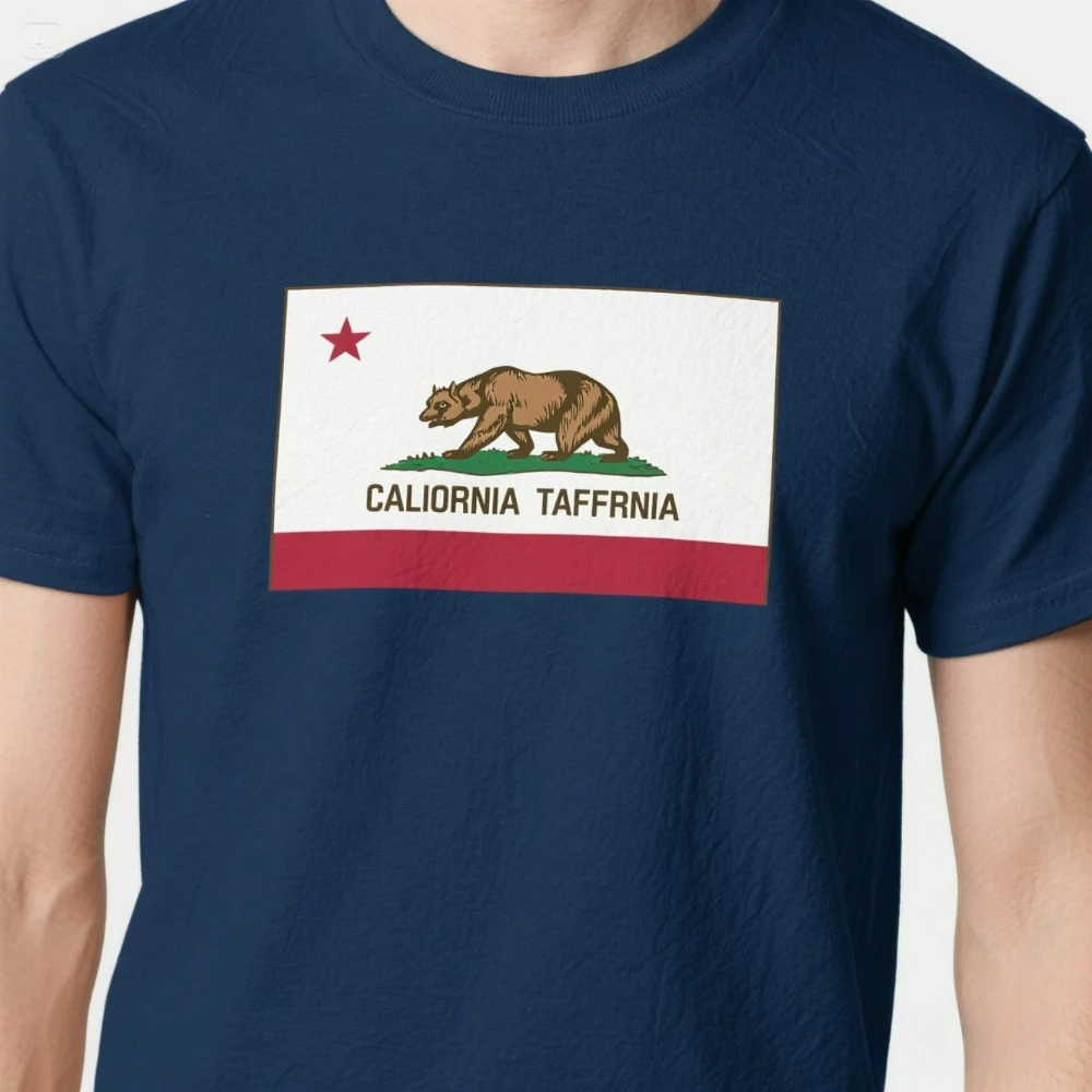 

California State Flag Printed T-Shirt 100% Cotton O-Neck Summer Short Sleeve Casual Mens T-shirt Size S-3XL