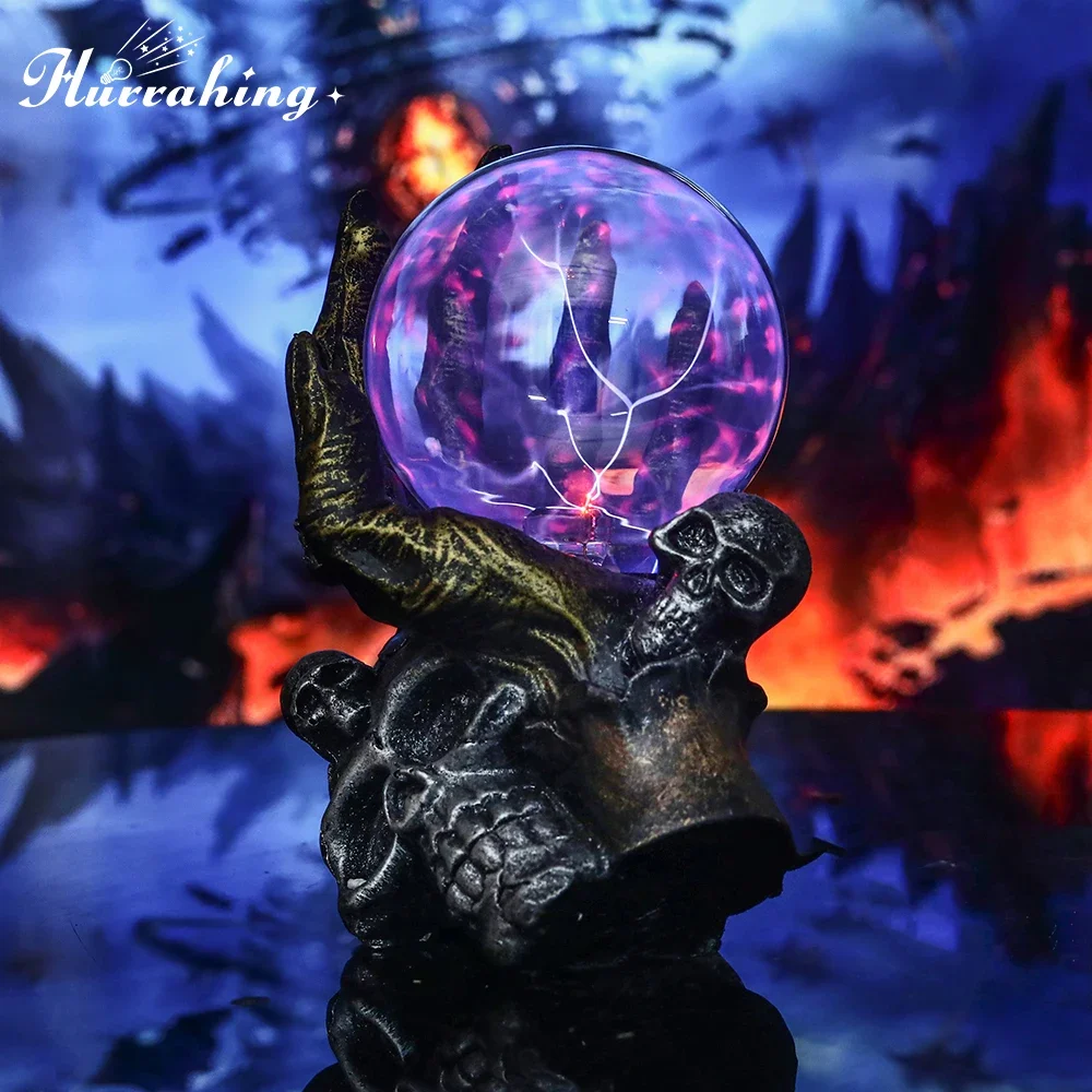 Hurrahing lâmpada de plasma com suporte de bola de perfil lateral 4 polegadas luz noturna ambiente decoração de mesa presente de Halloween venda