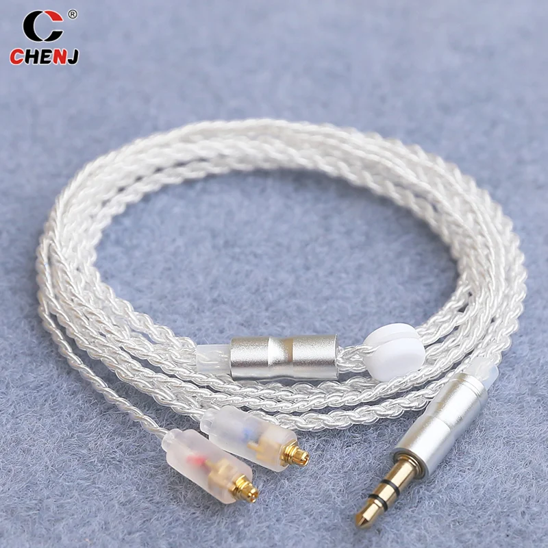 1pcs HiFi Earphone Upgrade Cable MMCX 3.5mm 1.2m Silver Plated Core Cable For Sennheiser IE200/IE300/IE600/IE900/AKG N5005/N30