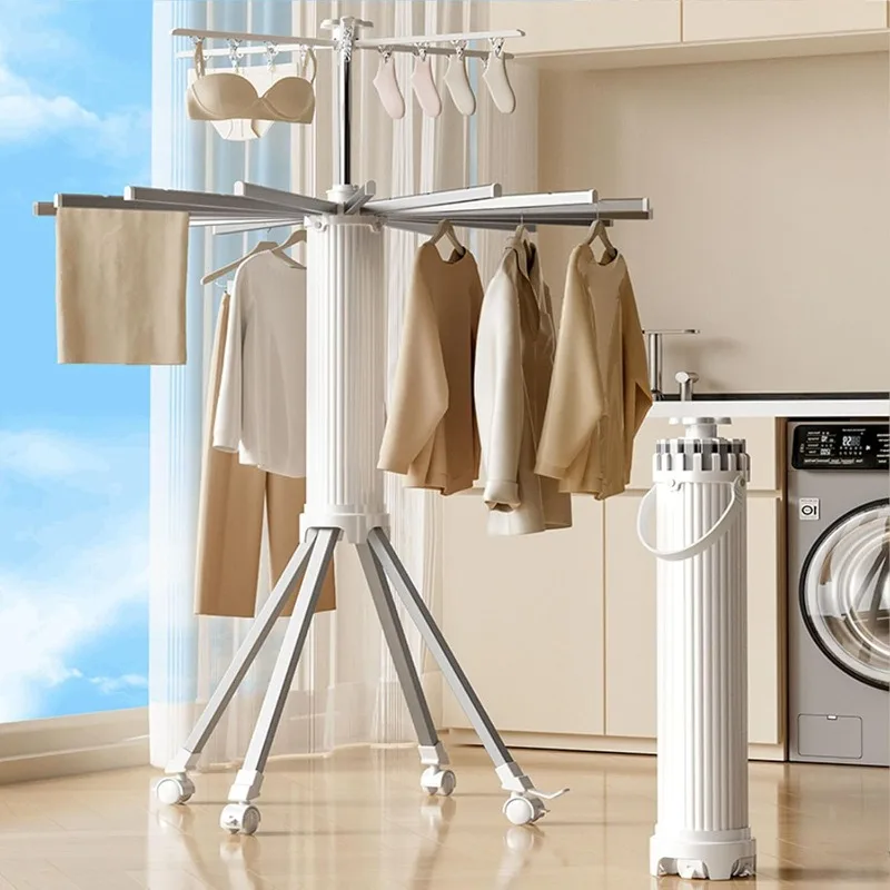 

Портативная складная сушилка для белья с 24 зажимами и 16 алюминиевыми стержнями на 360 градусов ° Вращающийся дизайн, складной для использования в помещении и на открытом воздухе