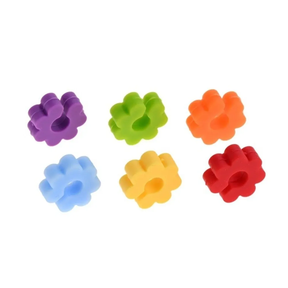 24Pcs Creative Silicone Wine Glass Markers Flower Shape Reusable Drink Marker Bands Colorful Wine Glass Charms Bar Use