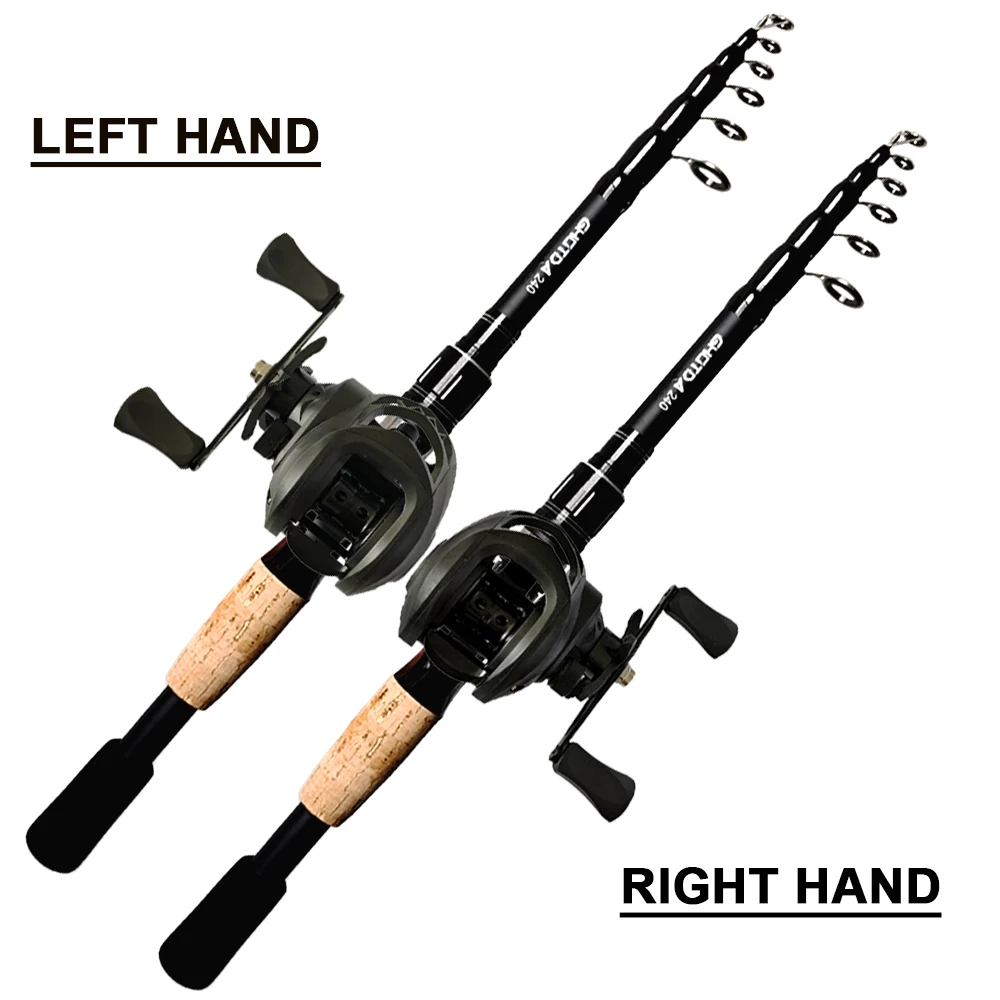 GHOTDA Short Jig Angelrute und Rolle Combo 1,8 m 2,4 m Kohlefaser-Angelrute und 18+1 BB 7,2:1 Übersetzungsverhältnis Casting Reel Pesca – Detail 2