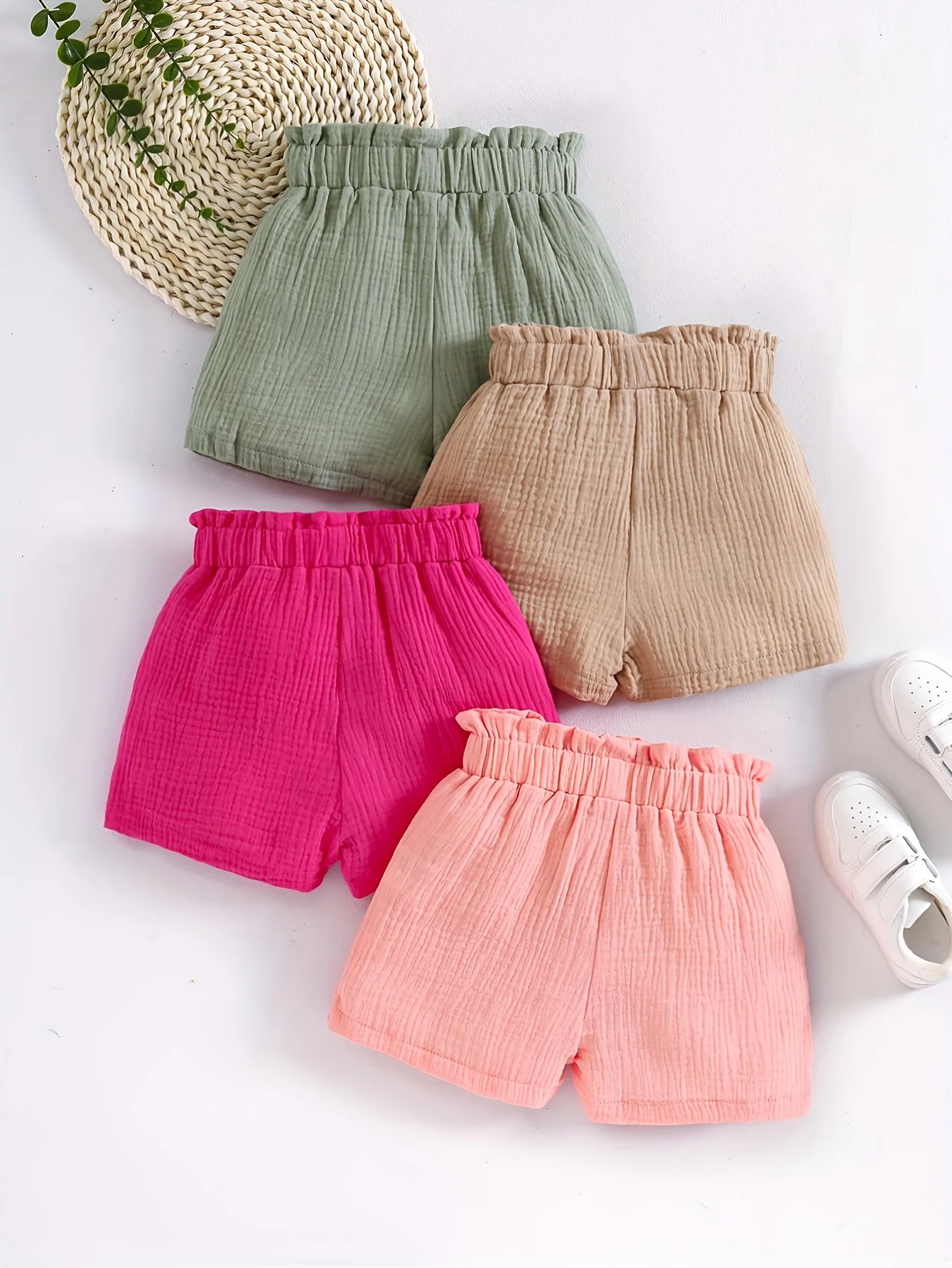 Toddler Girls' Summer Dopamine Color Collection Shorts – Soft Fabric, Elastic Waistband, 4-Pack