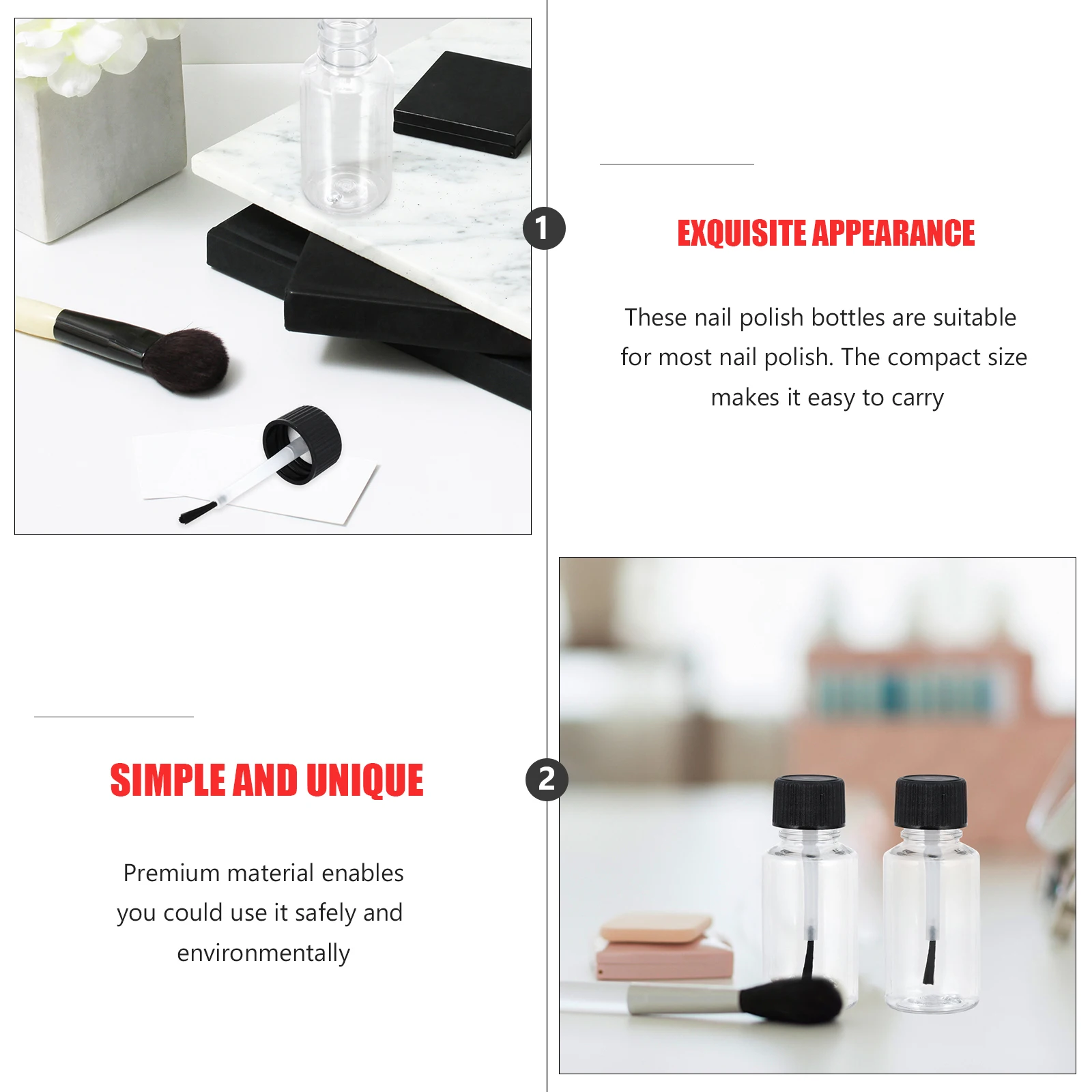 

20pcs Empty Nail Polish Bottles 20ml Black Cap PET Plastic DIY Refillable Travel Size Nail Art Supplies Container