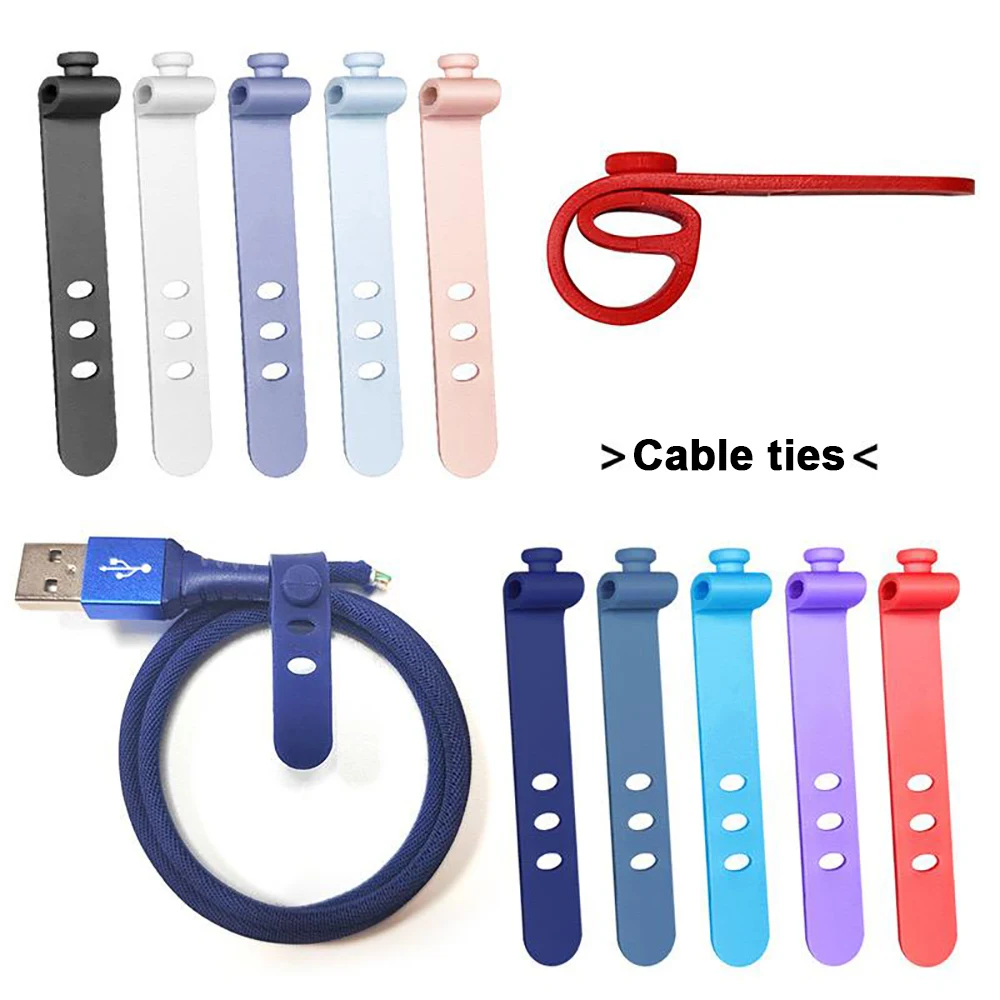 

Phone Cable Organizer Earphone Clip Charger Cord Management 3 Hole Line Storage Holder Clips Data Line Bobbin Winder Straps