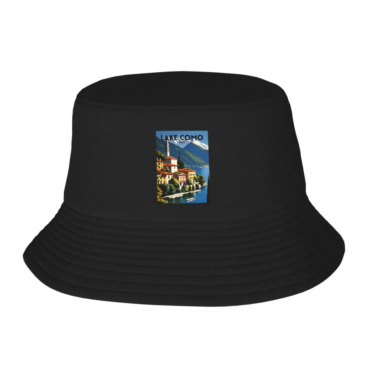 Lake Como Italy Traditional Travel Poster Bucket Hat Hat Man Luxury Icon Sunscreen Trucker Hats For Men Women's