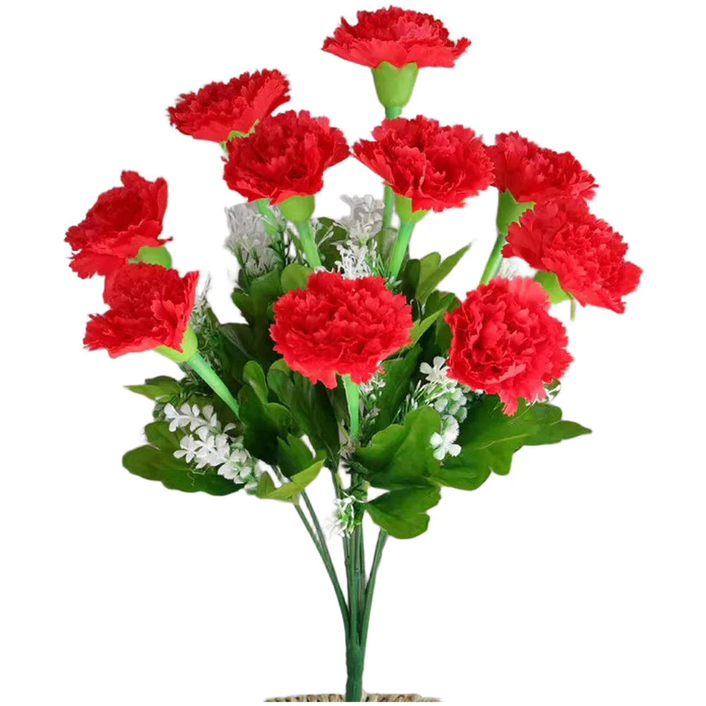 Artificial Flower Bouquet with 10 Silk Carnations for Modern For Home Decor Wedding Arch Decoration or Commercial Space Accent
