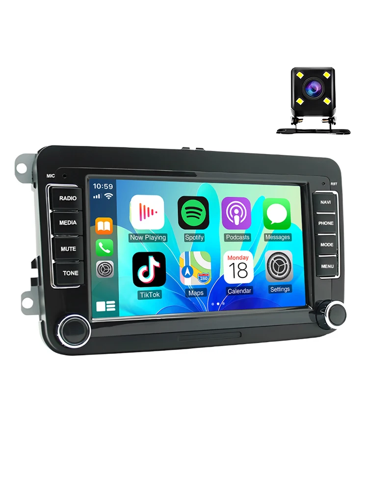7-Zoll-Android-13-Doppel-DIN-Autoradio mit 2 GB + 32 GB Speicher, Touchscreen, Multimedia-Videoplayer für VW Golf, Passat, CC, Lavida, Touran, Jetta, Sagitar, Skoda, Seat, kabelloses Carplay und