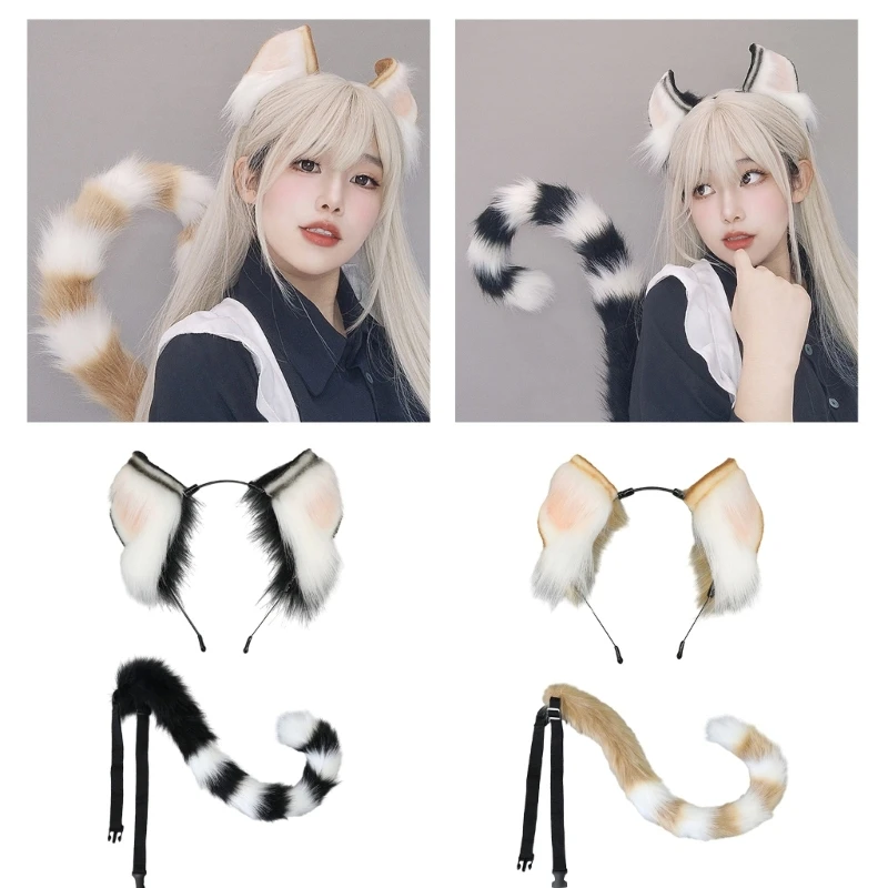 

Gothic Anime Beast Ear Hair Hoop Bendable Headband Women Furry Plush Foxes Cat Sheep Ear Hairband Masquerade Stage Show Props