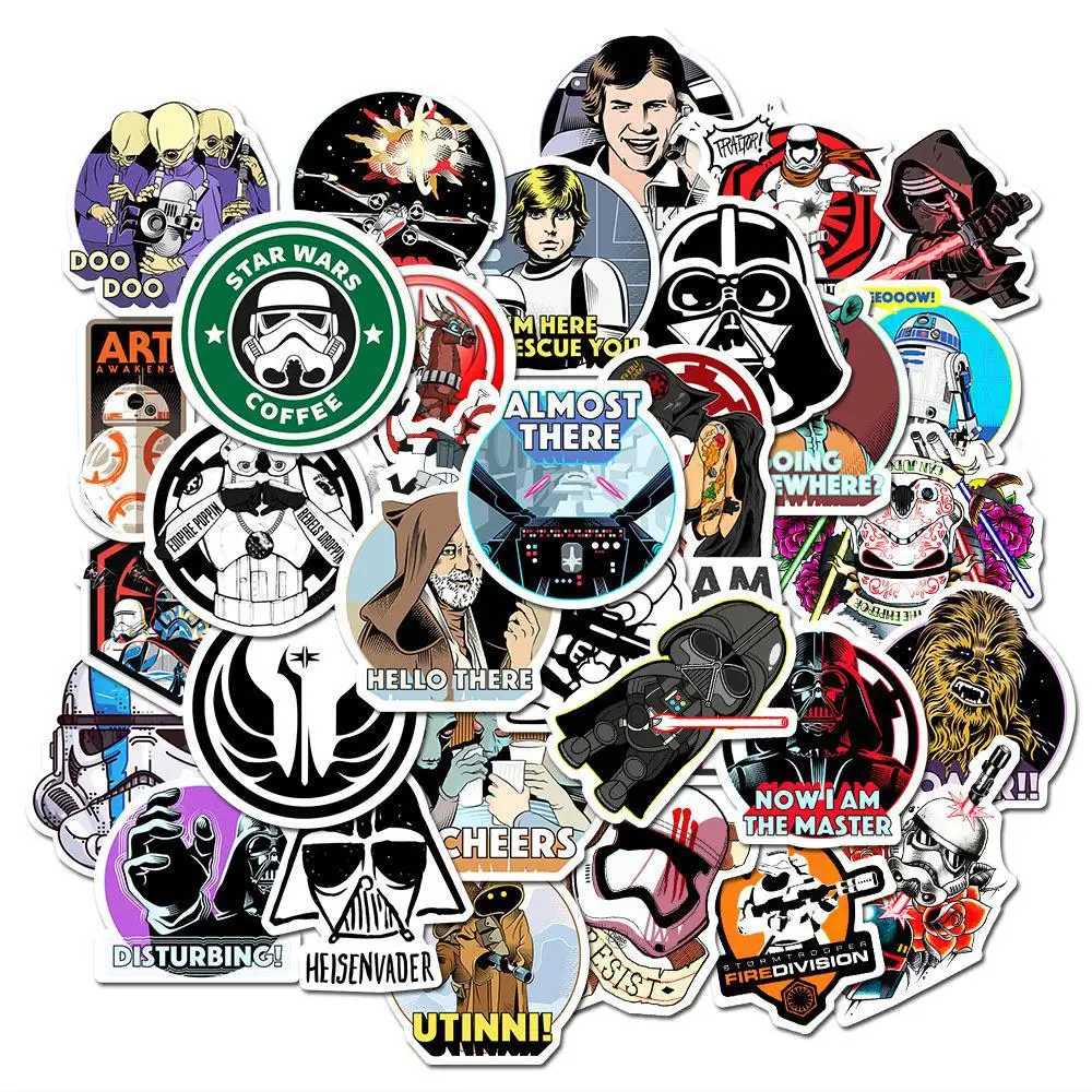 50Pcs Anime Movie Star Wars DIY Stickers Laptop Motorcycle Phone Car Cool Cartoon Vinyl Decals DIY Waterproof Sticker Kid Toy