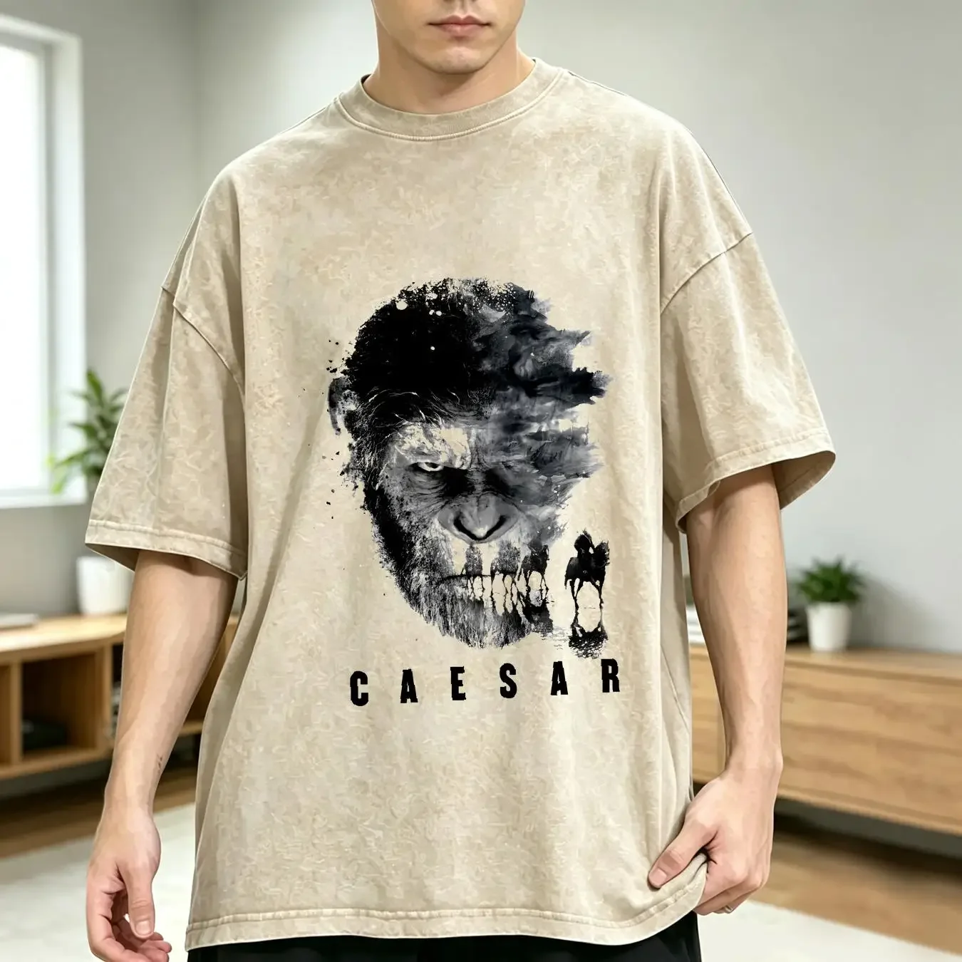 washed T Shirt planet of the apes horse face ape vintage Washed designer clothes homme Top For Everyday Wear streetwear