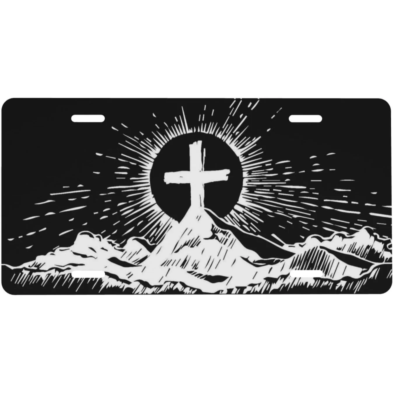 Jesus Mountain Jesus Divine Light Religious Aluminum License Plate 6x12 Inch Metal Car Front License Plate Cover Car Decor