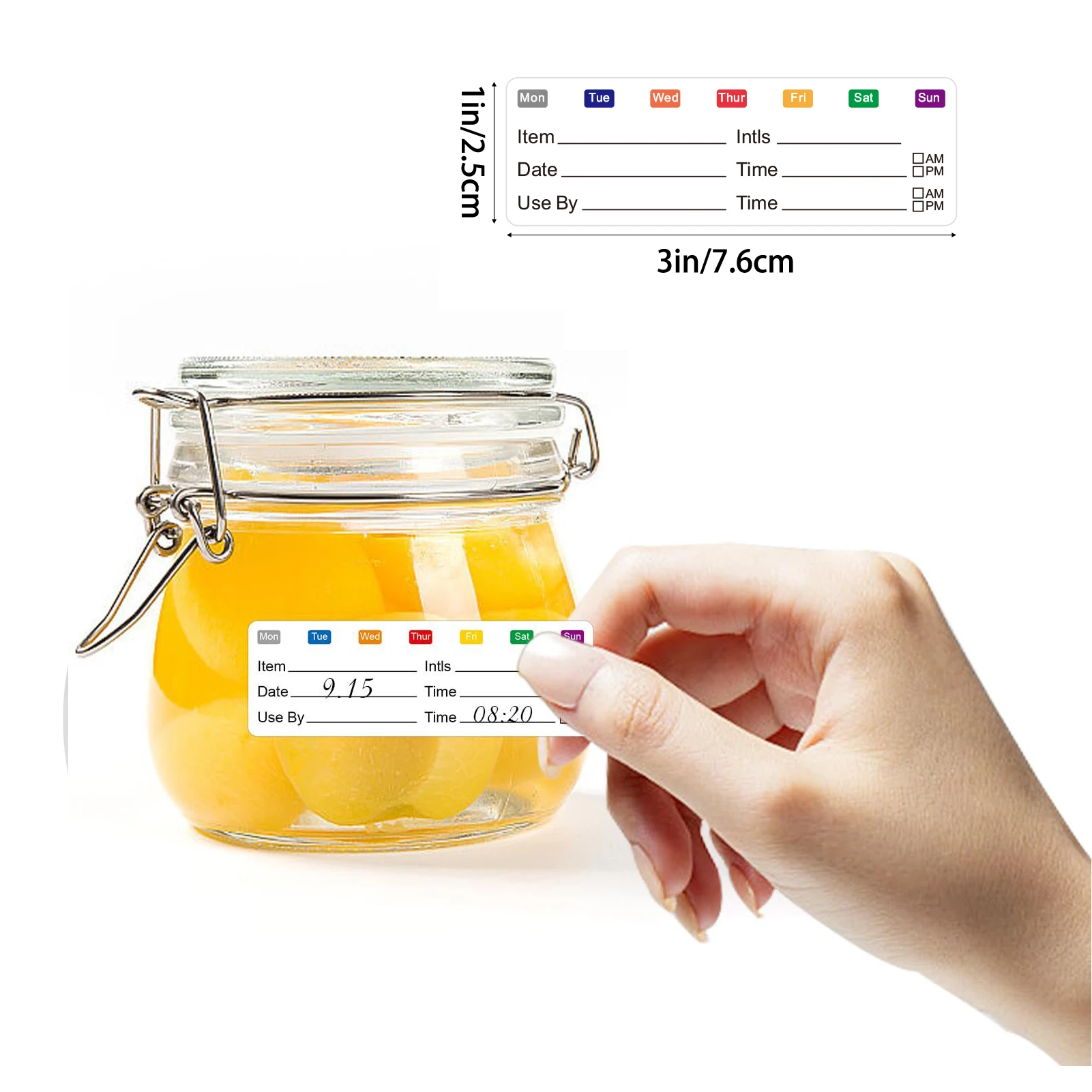 300Pcs 1*3in Freezer Container Content Marking Labels Adhesive Stickers Waterproof Tear-Resistant Scratch-Resistant Date and Time Food Storage Stickers Jar Labels Classification Marking Management Stickers