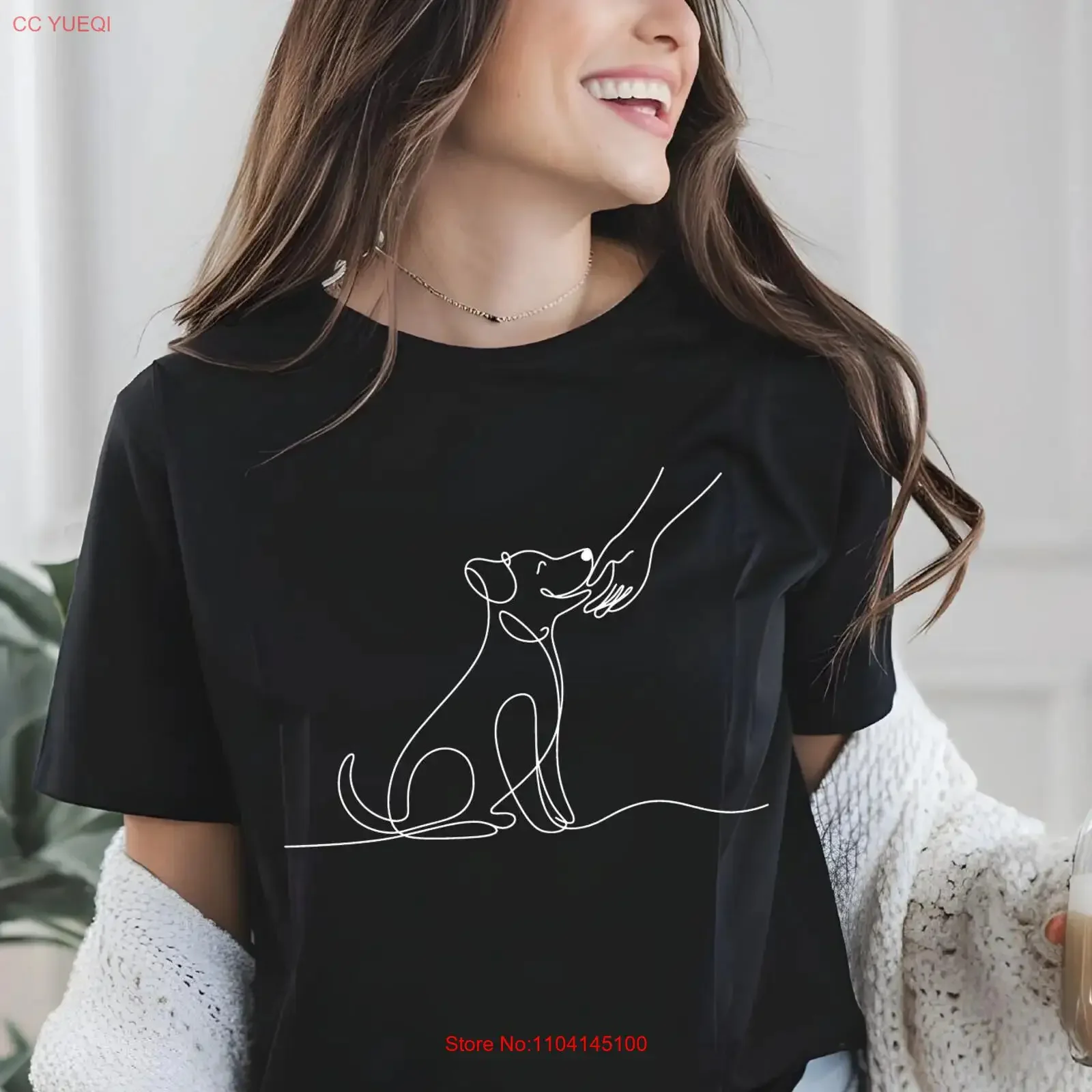 

Минималистичная футболка Dog Line Art, подарок для любовника, владельца домашнего животного, уникальный дизайн для мамы, винтажный стираный топ для повседневной носки, удобный
