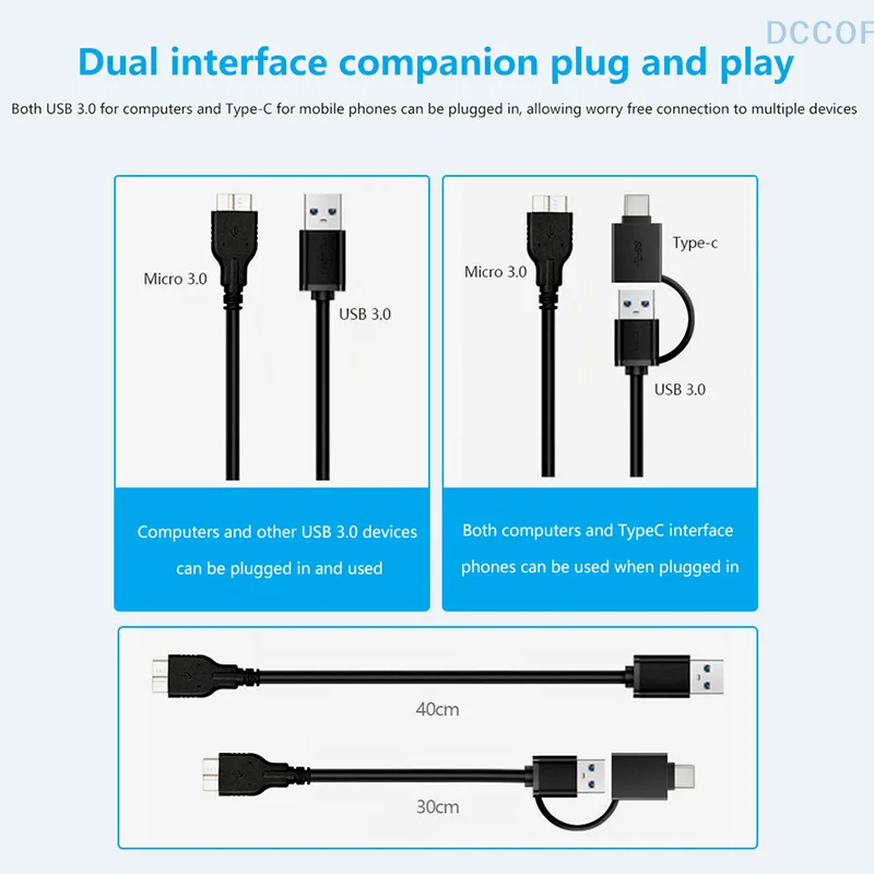 3 تيرابايت Type-c USB3.0 صندوق القرص الصلب المحمول الخارجي مايكرو كفاءة 2.5 بوصة SSD HDD SATA لعبة مكتب خالية من السائق