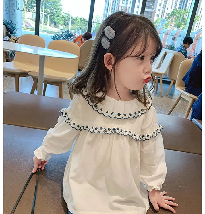 Children's Clothing 2025 Spring and Autumn New Girls Lotus Leaf Collar Shirt Baby Girl Long Sleeve Top Children Shirt