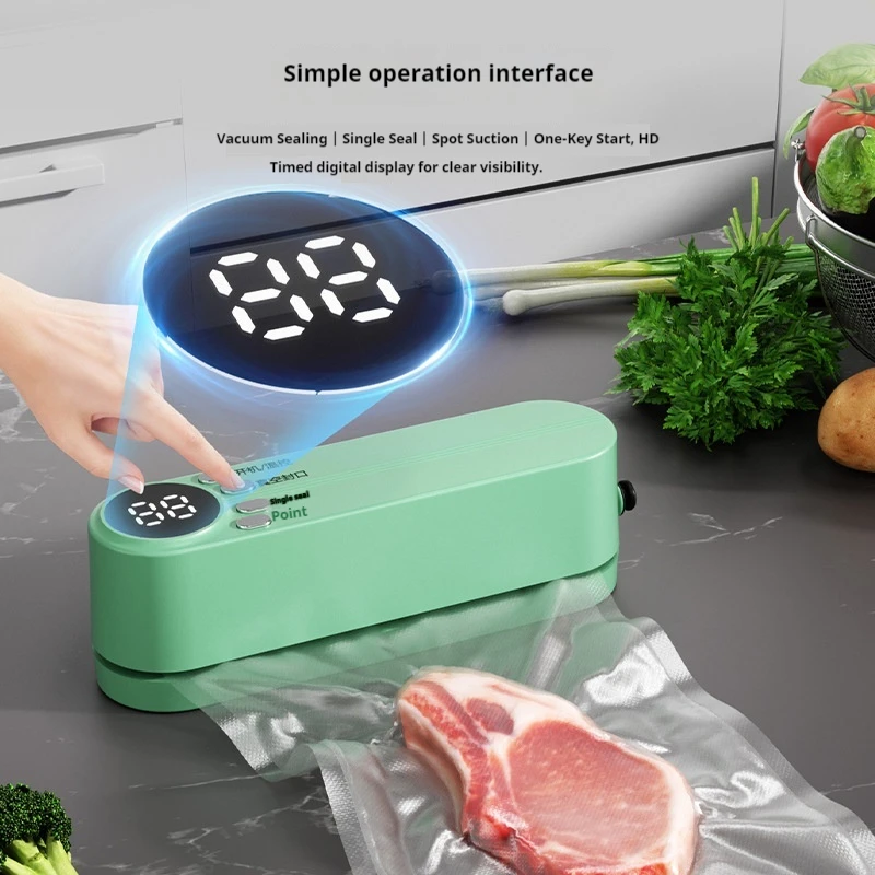 Mini Wireless Vacuum Sealer Rechargeable Food Preservation Sealing Machine with Bags & Pump for Home Kitchen Use