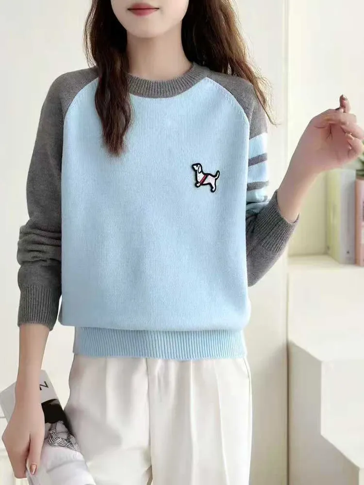 

Ladies Thickened Woolen Knitted Base Shirt round Neck Loose Fit Cashmere Inner Wear Sweater Autumn Winter New Style Commute S...