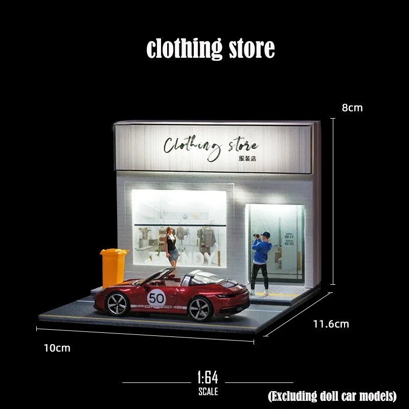 1: 64 Miniature Convenience Store Supermarket Architectural Street View Scene Model Micro Light Decoration