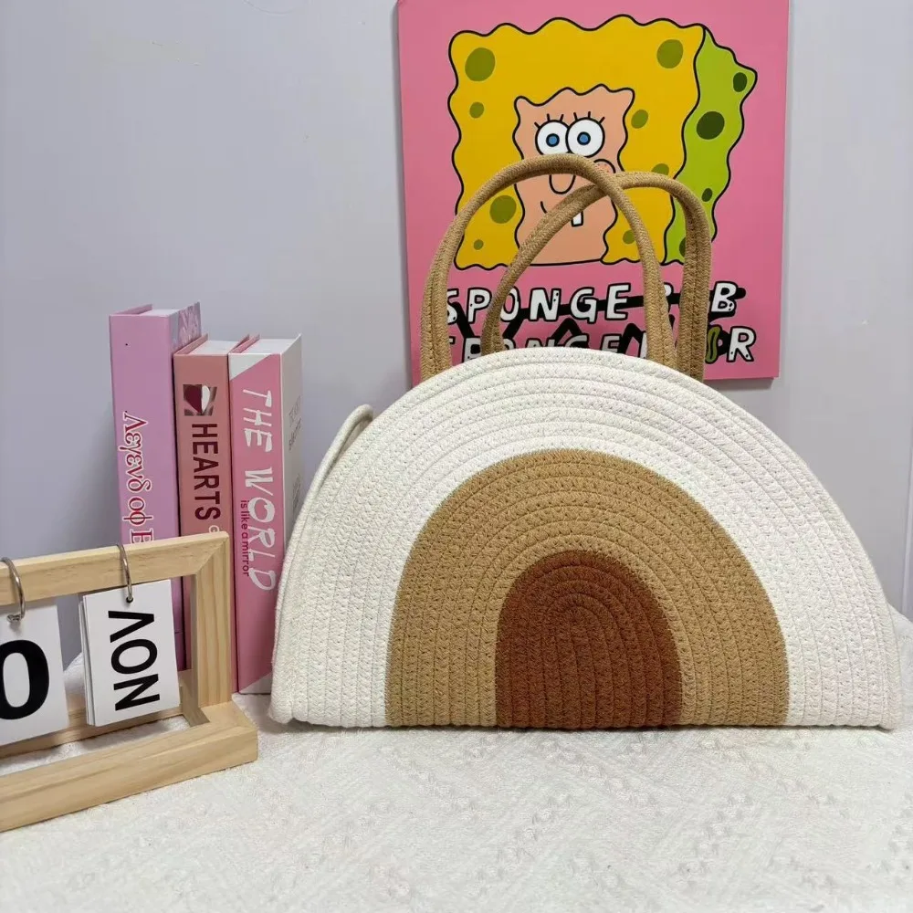 

Urban hot mom street bag, high-value baby diaper storage basket, cotton rope woven mommy tote bag