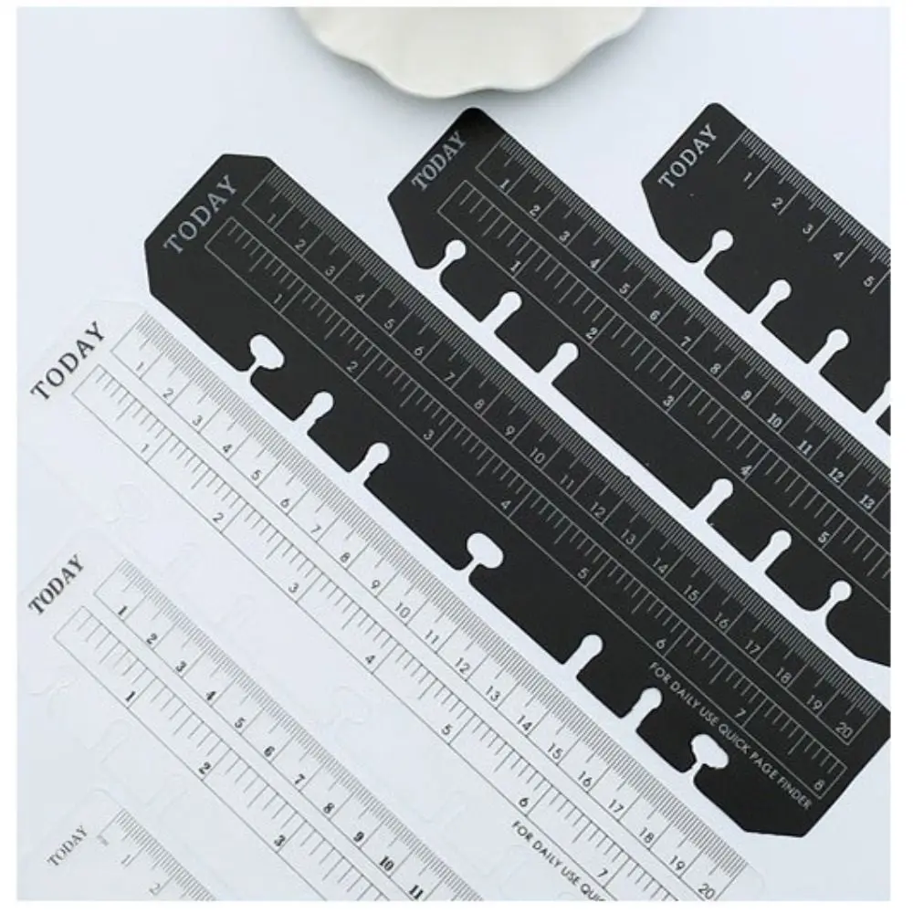 New PVC Loose-leaf Notebook Bookmark Transparent Black Separator Page Bookmark Ruler Multi-Function Soft 6-Hole Scale Ruler A5
