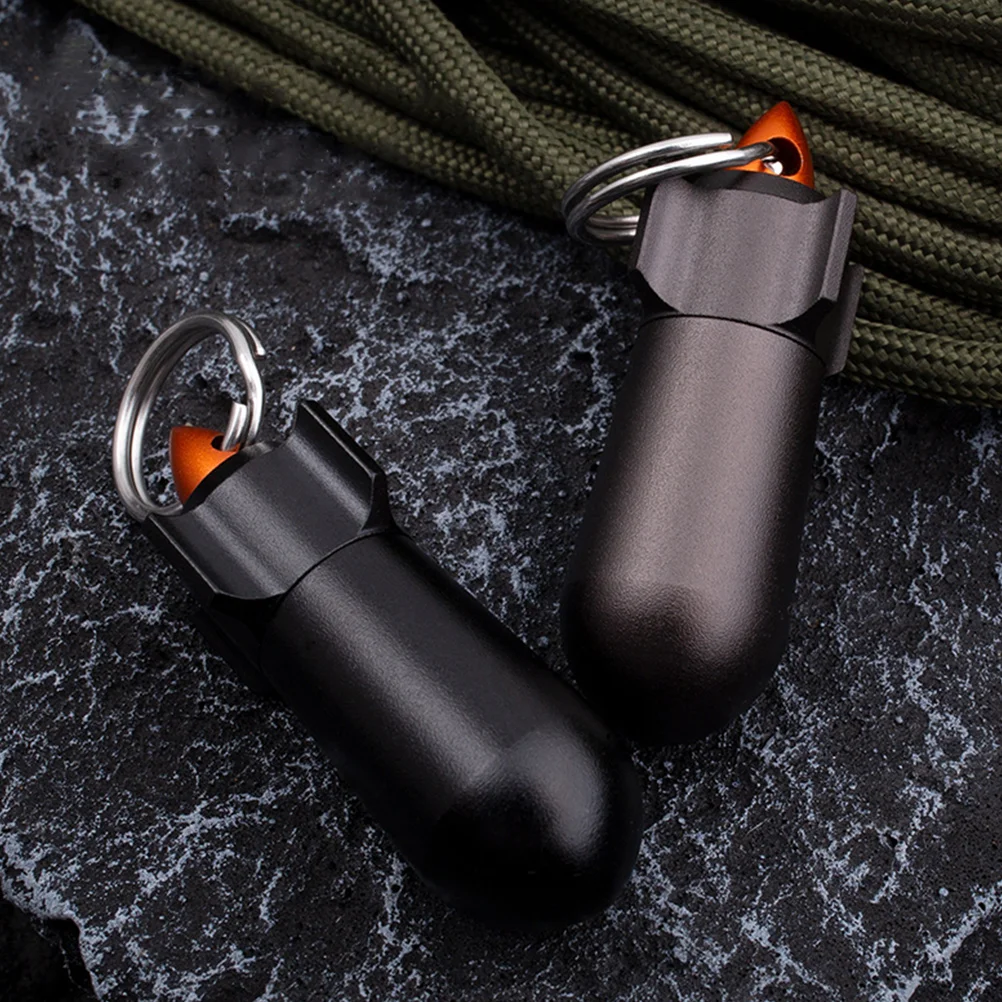 

2Pcs Waterproof Pill Bottle Aluminum Alloy Mini Pill Case Keyring Medicine Organizer Portable Sealing Pills Container