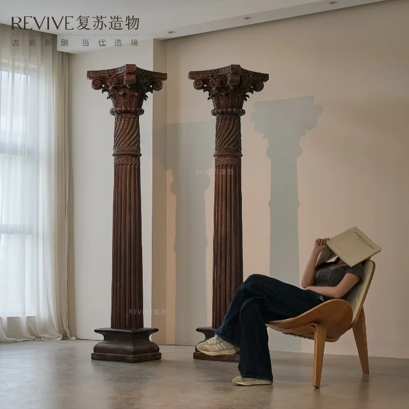 Ancient Greece and Rome decorative column wabi sari aesthetics mid-ancient style store foyer cylinder art antique soft decoratio