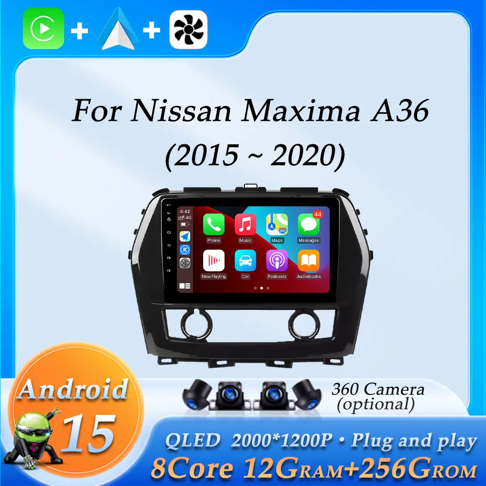

Android 15 Wireless CarPlay for Nissan Maxima A36 2015 - 2020 Car Radio Video Audio Multimedia Player GPS Navigation Bluetooth