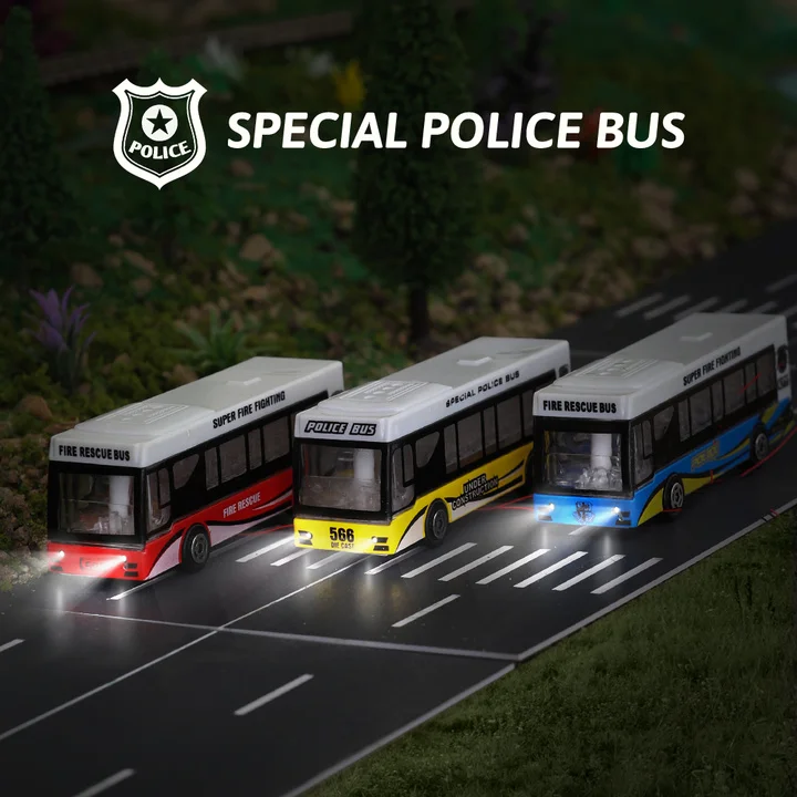 Simulation Alloy Luminous Bus Model Diy Sand Table Street Scene Layout Materials Diorama Kits Random 1Pcs