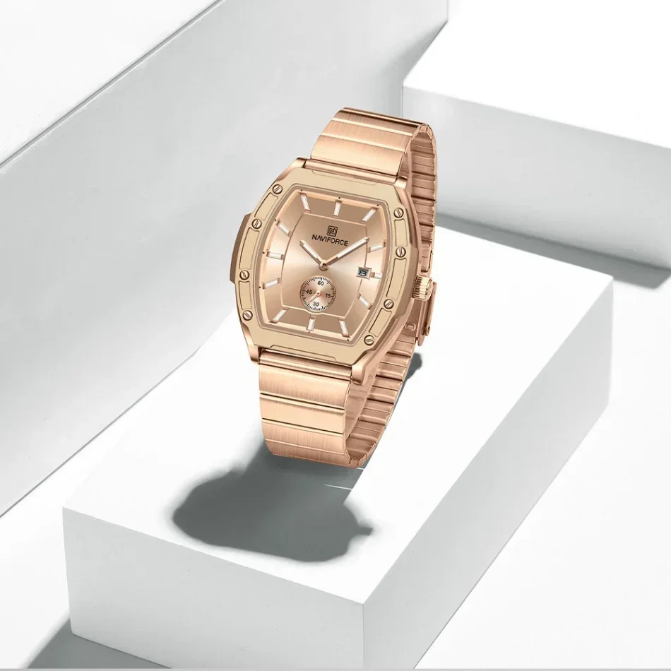 naviforce男性クォーツ時計防水カジュアルカップルウォッチ耐摩耗性ステンレスバンドスクエアダイヤルデザイン女性恋人ギフト2025