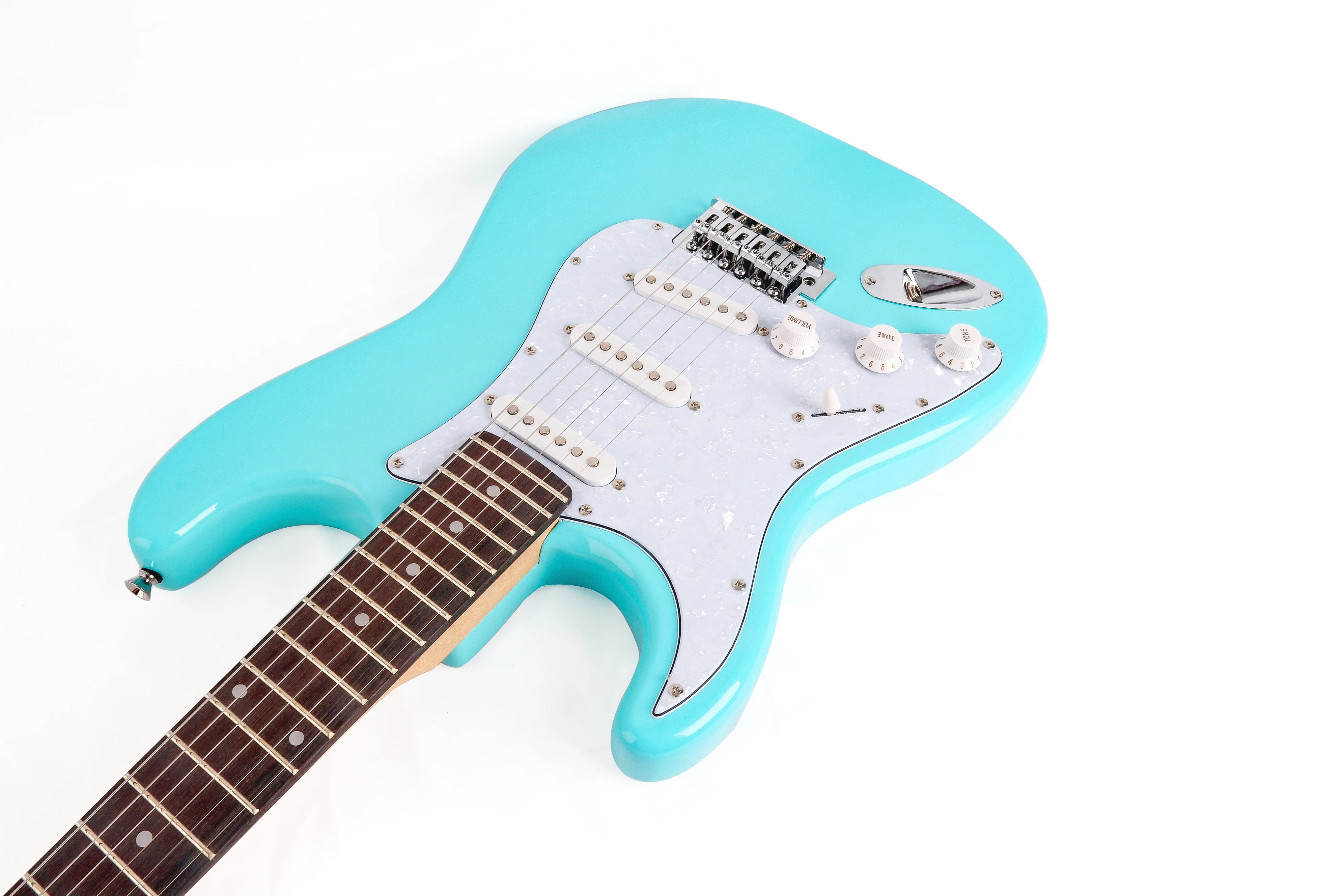 Custom Electric Guitar,6 Strings, Light Blue Left Hand,In Stock,Send in 3 Days,Chorme Harwares, High Quality, New,Special Price