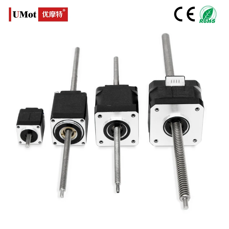 UMOT Mini Nema8/Nema11/Nema14/Nema17/Nema23 Non-captive Lead Screw Stepper Motor Through Shaft 3.5/5/8/9.5/10 Linear Step Motor