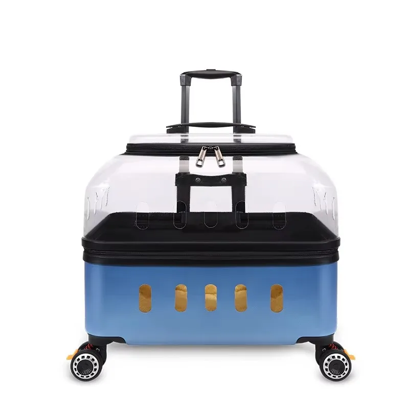 

Transparent Cat Stroller Wheels Fashion Pet Suitcase Carrier with Zipper Closure for Small Animals