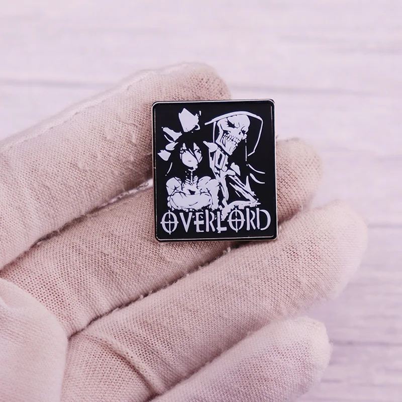 Overlord Albedo and Ainz Enamel Pin Funny Anime Movie Brooch Badge Otaku Gift