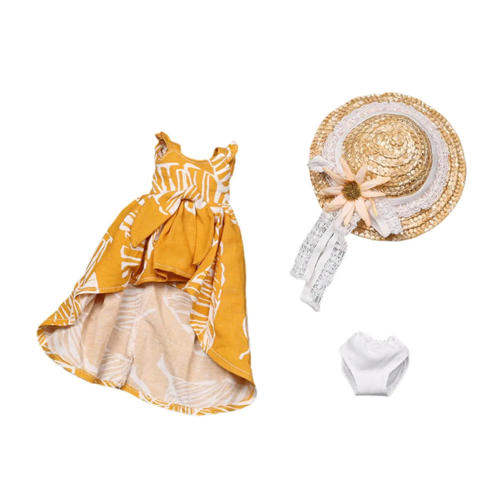 

3x 1:6 Dress and Hat Underpants Garment Costume Handmade Doll Clothes for 30cm Doll Model Female Action Figures Dress up Accs